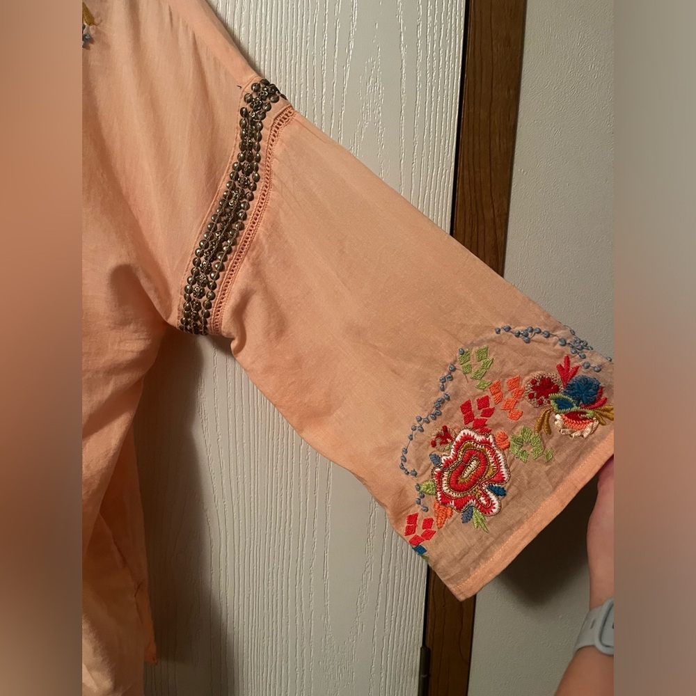 Soft Surroundings Palm Island Embroidered Studded Tunic Size PS - Picture 11 of 11